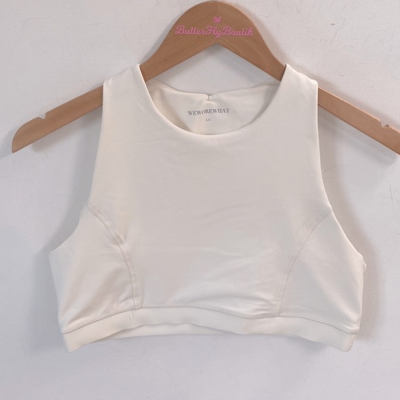 (A54) WE WORE WHAT Racerback Bra ONLY in Brushed Poly Ivory, Size Large, NWT - Picture 6 of 13